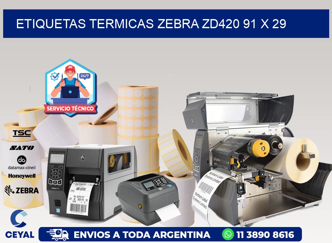 ETIQUETAS TERMICAS ZEBRA ZD420 91 x 29