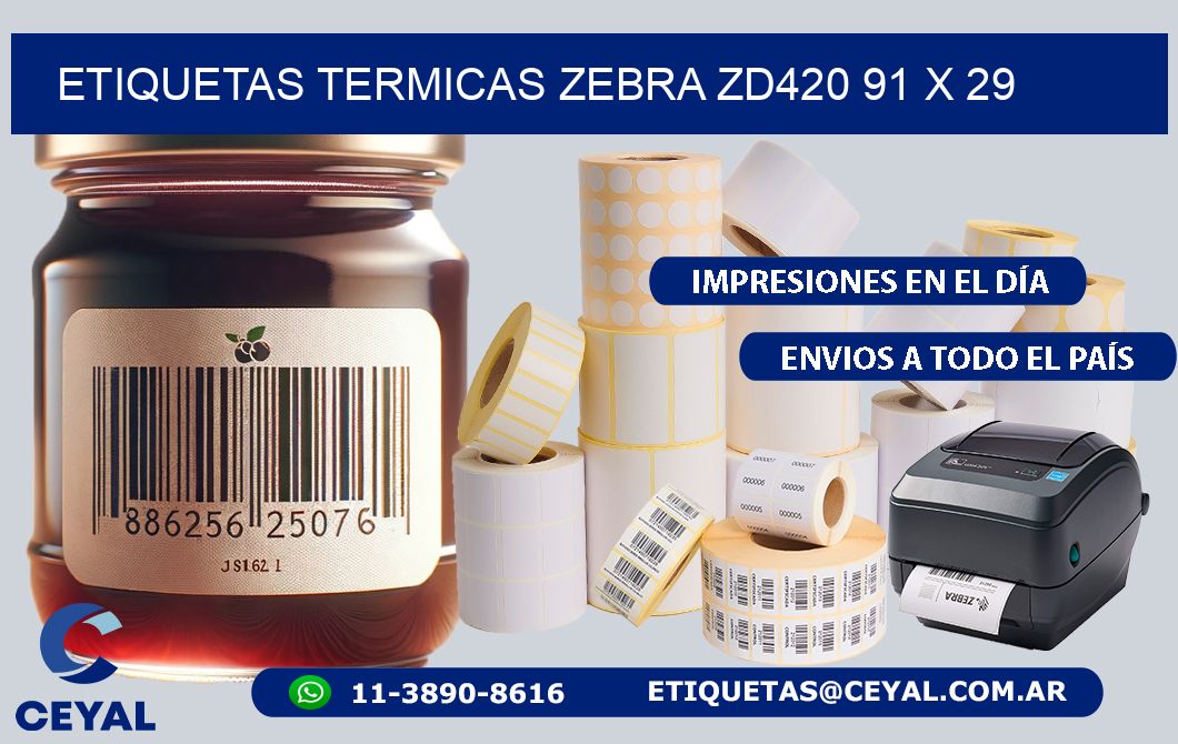 ETIQUETAS TERMICAS ZEBRA ZD420 91 x 29