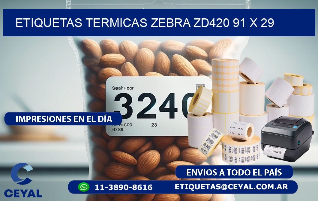 ETIQUETAS TERMICAS ZEBRA ZD420 91 x 29
