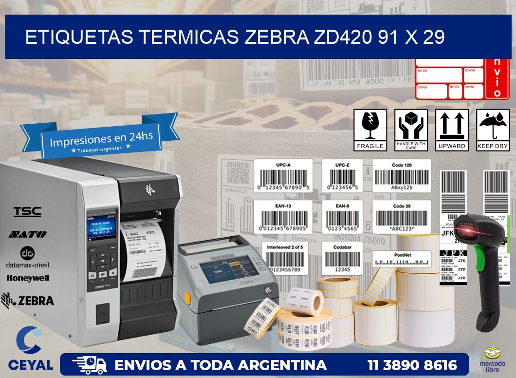 ETIQUETAS TERMICAS ZEBRA ZD420 91 x 29