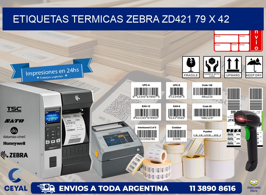 ETIQUETAS TERMICAS ZEBRA ZD421 79 x 42