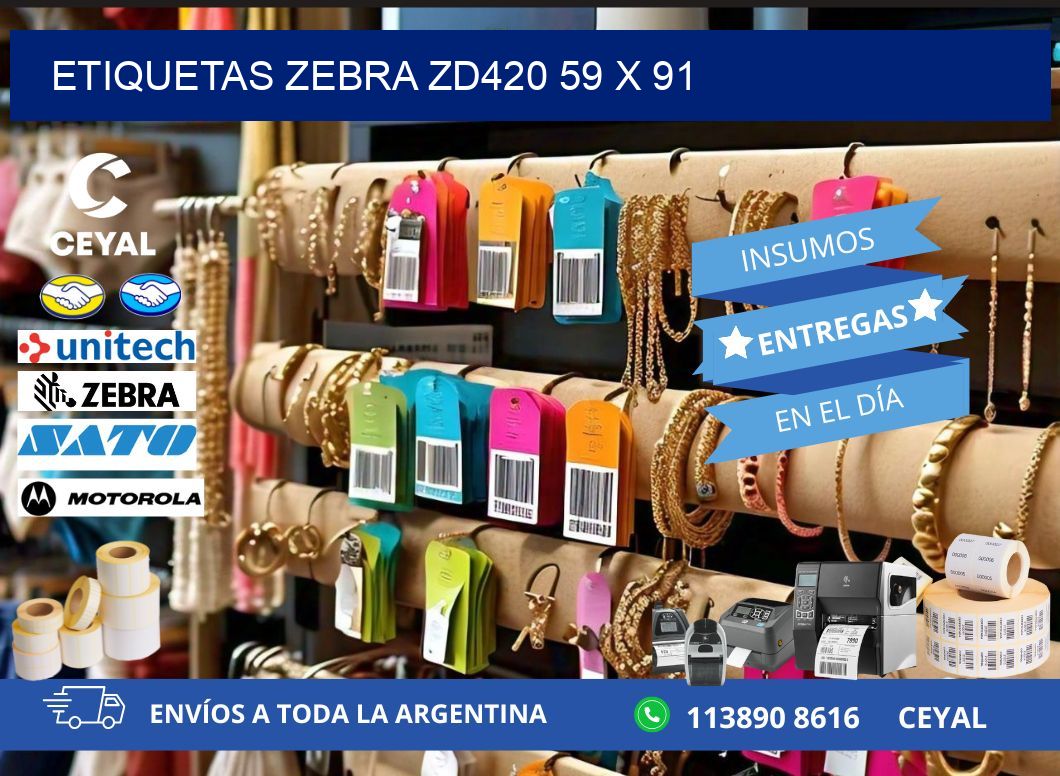 ETIQUETAS Zebra ZD420 59 x 91
