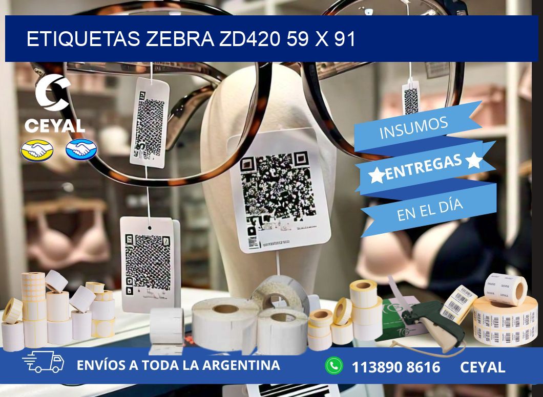 ETIQUETAS Zebra ZD420 59 x 91