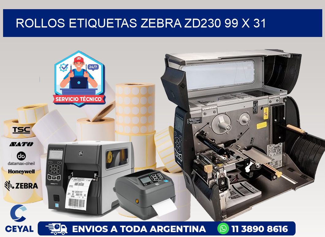 ROLLOS ETIQUETAS Zebra ZD230 99 x 31