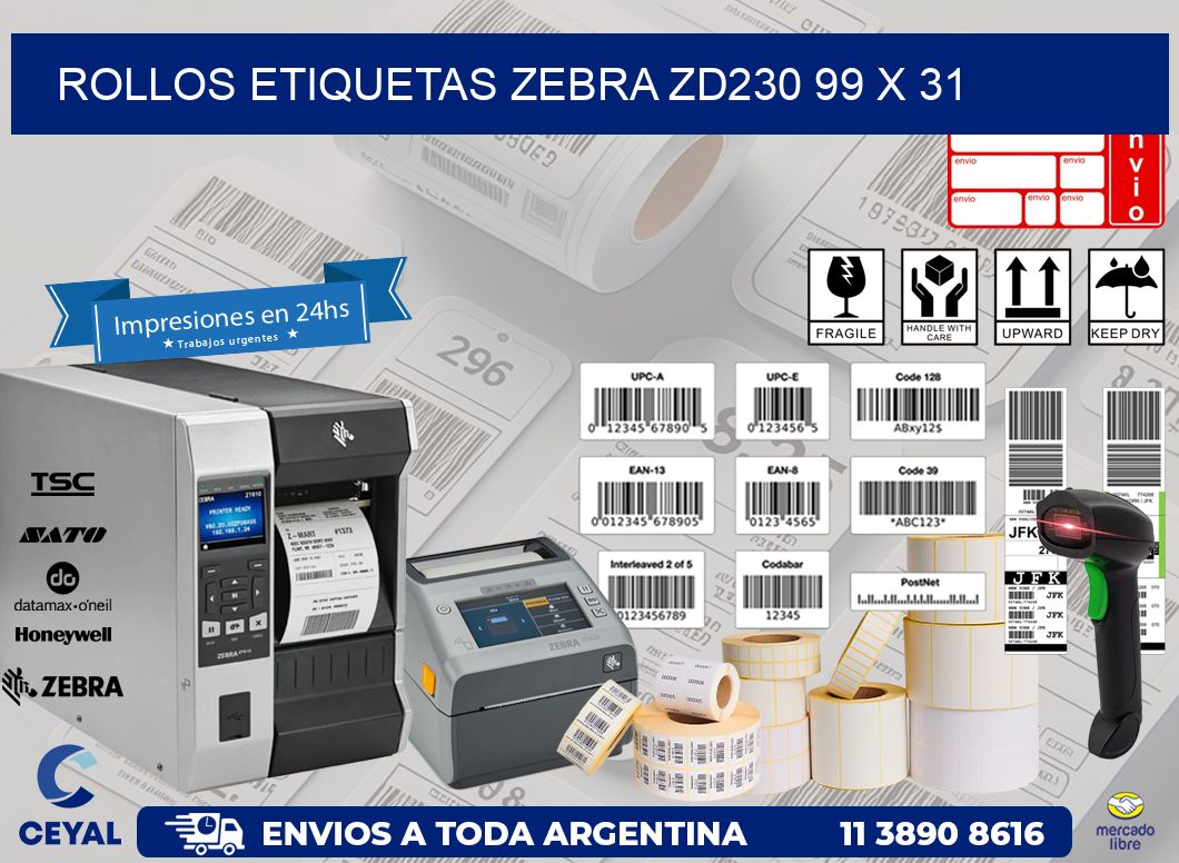 ROLLOS ETIQUETAS Zebra ZD230 99 x 31