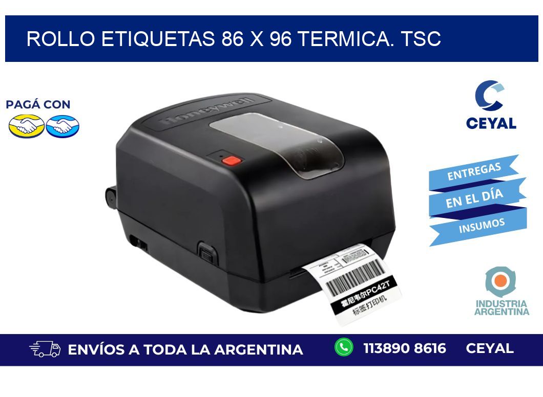 Rollo etiquetas 86 x 96 termica. tsc