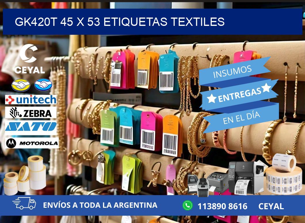 GK420T 45 x 53 ETIQUETAS TEXTILES
