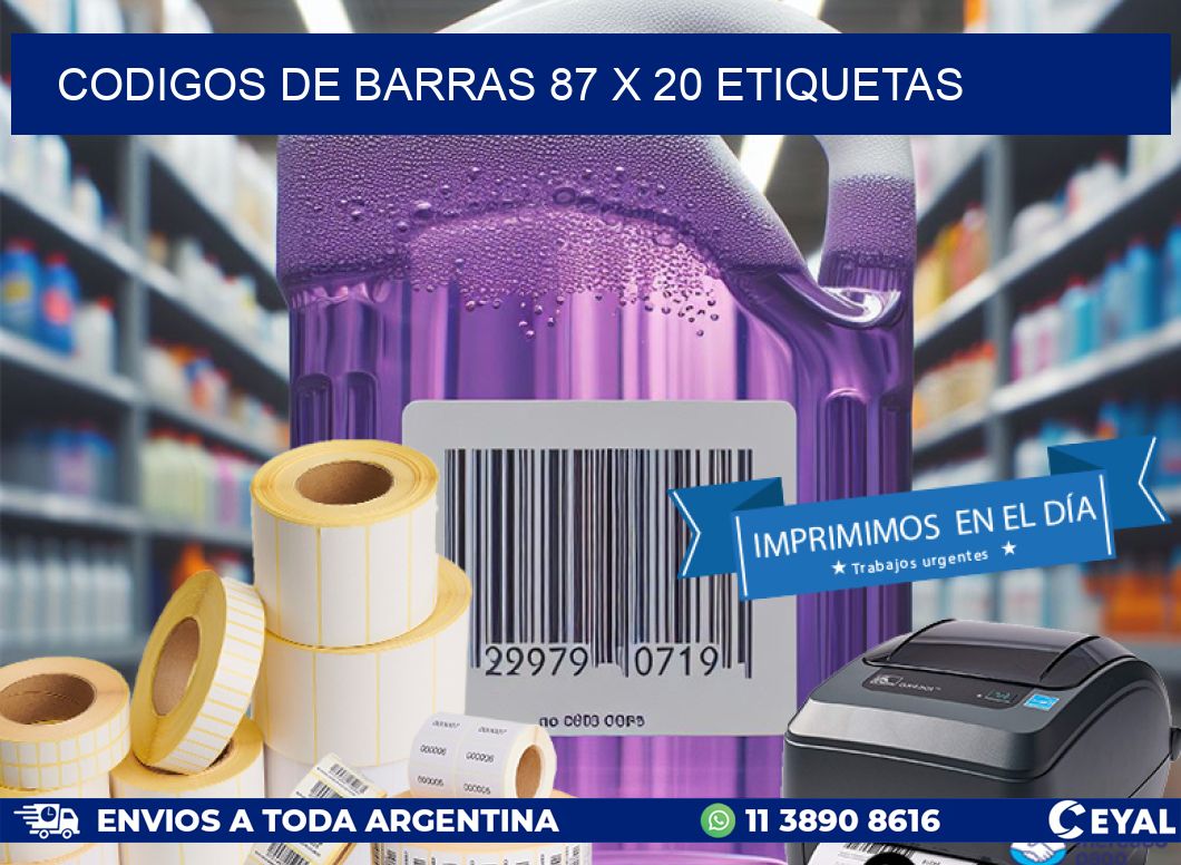 codigos de barras 87 x 20 etiquetas