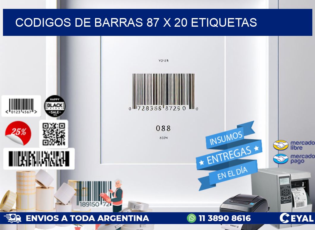codigos de barras 87 x 20 etiquetas