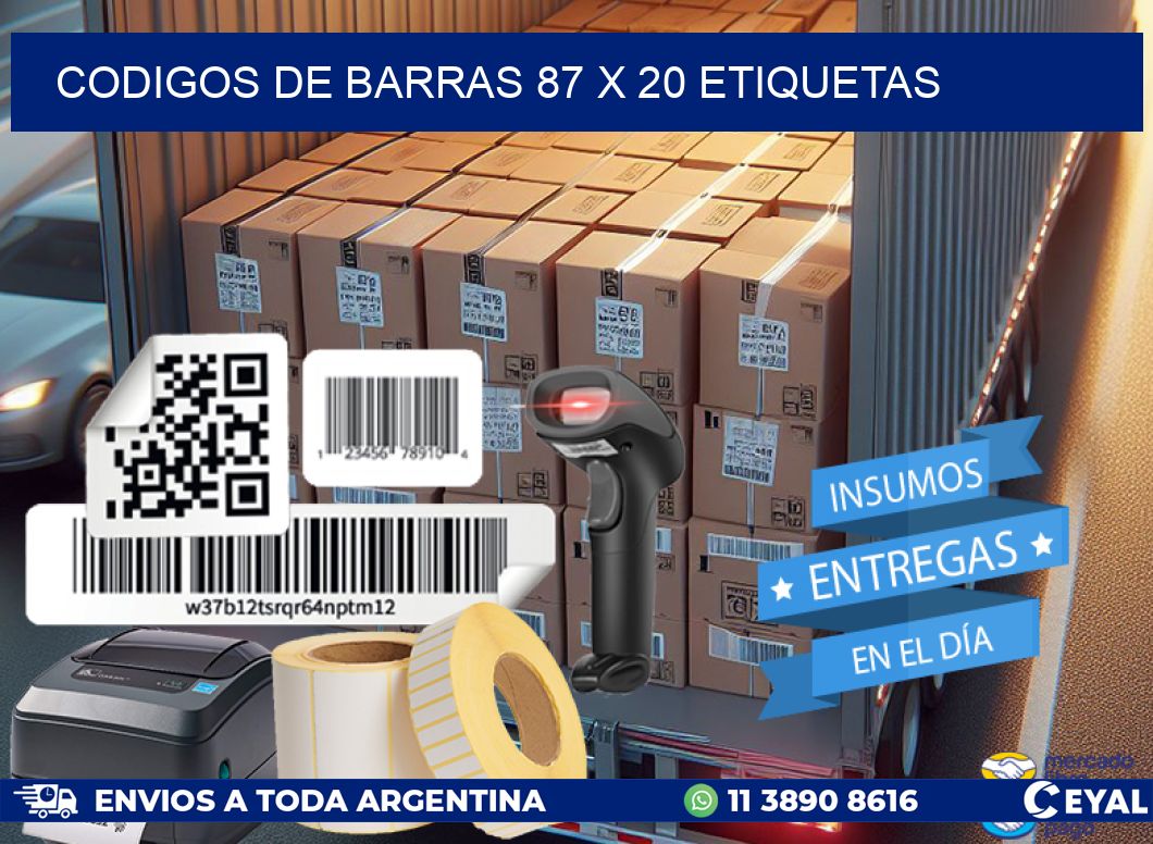 codigos de barras 87 x 20 etiquetas
