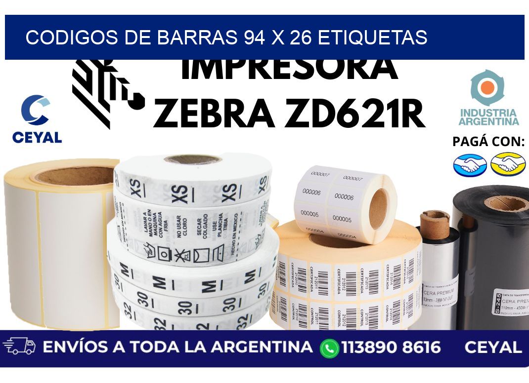 codigos de barras 94 x 26 etiquetas