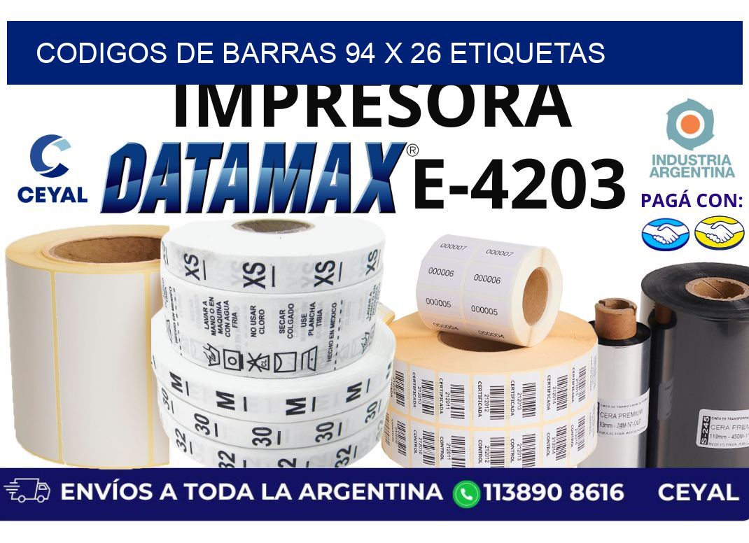 codigos de barras 94 x 26 etiquetas
