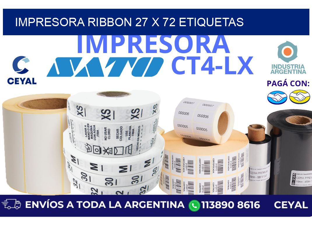 impresora ribbon 27 x 72 etiquetas