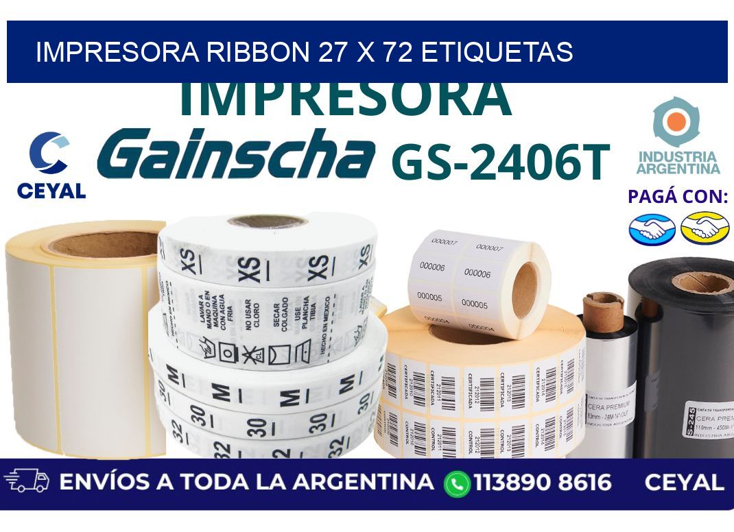impresora ribbon 27 x 72 etiquetas