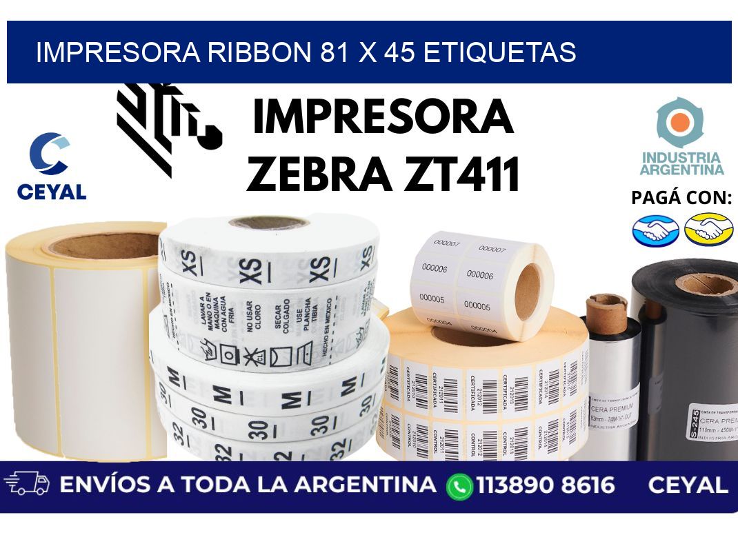 impresora ribbon 81 x 45 etiquetas