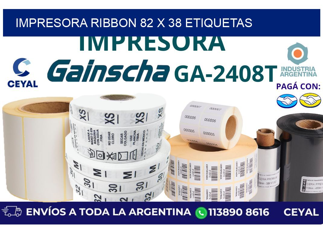impresora ribbon 82 x 38 etiquetas