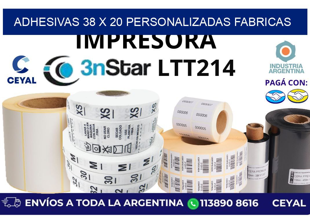 adhesivas 38 x 20 personalizadas fabricas
