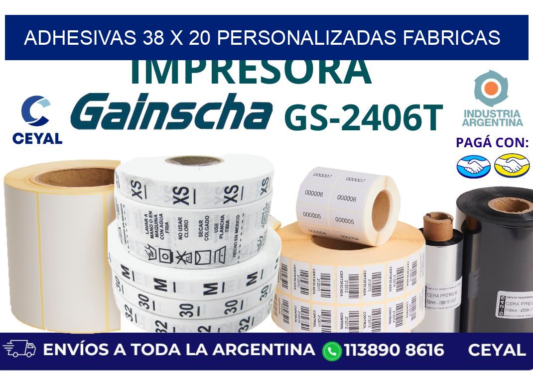 adhesivas 38 x 20 personalizadas fabricas