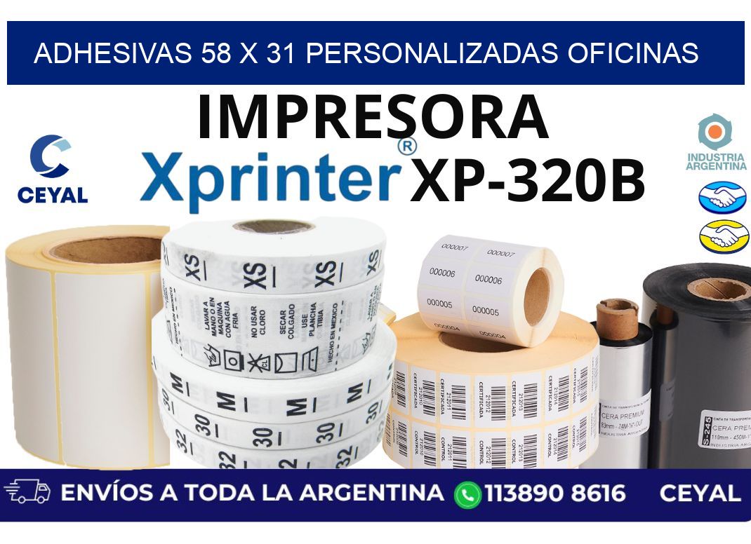 adhesivas 58 x 31 personalizadas oficinas