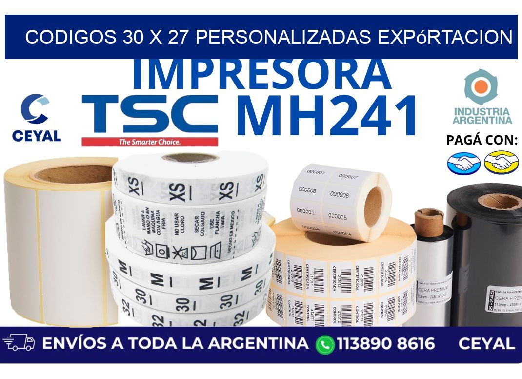 codigos 30 x 27 personalizadas expórtacion