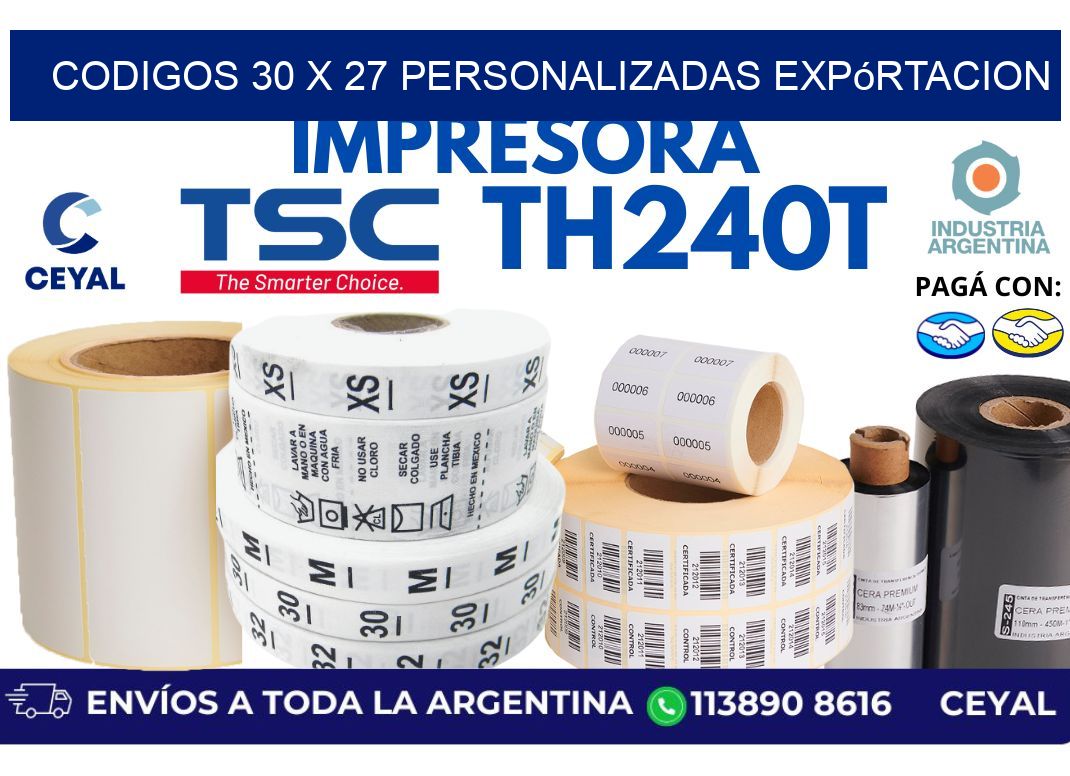 codigos 30 x 27 personalizadas expórtacion
