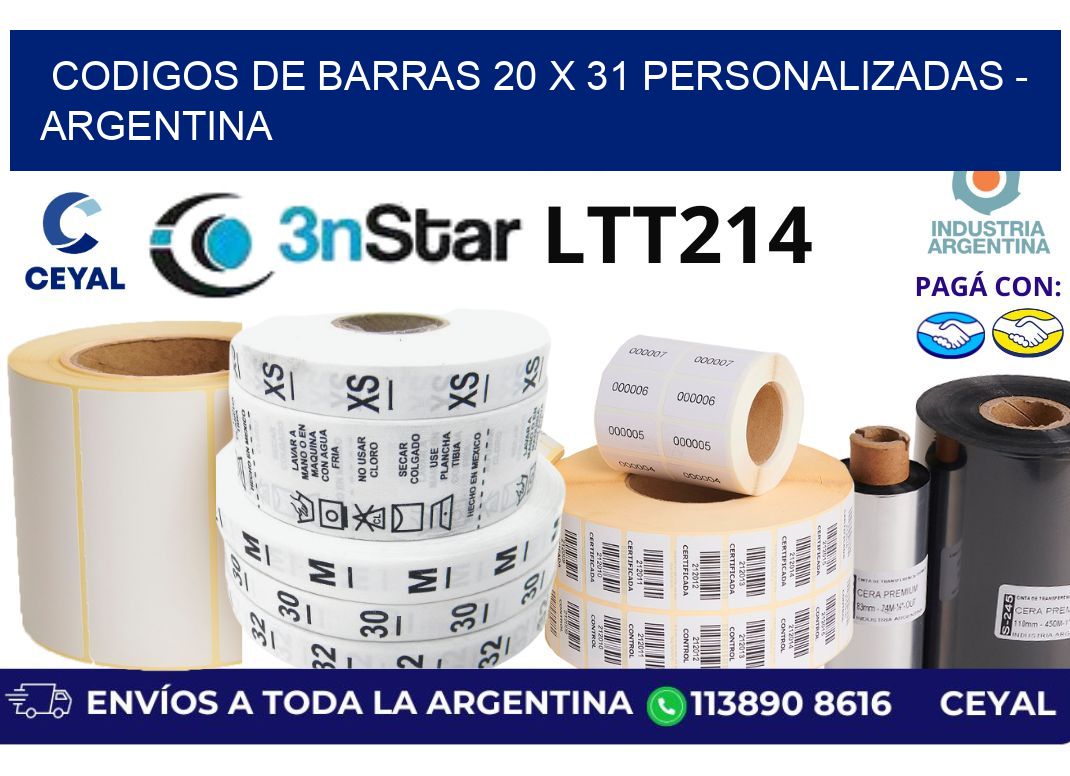 codigos de barras 20 x 31 personalizadas - Argentina