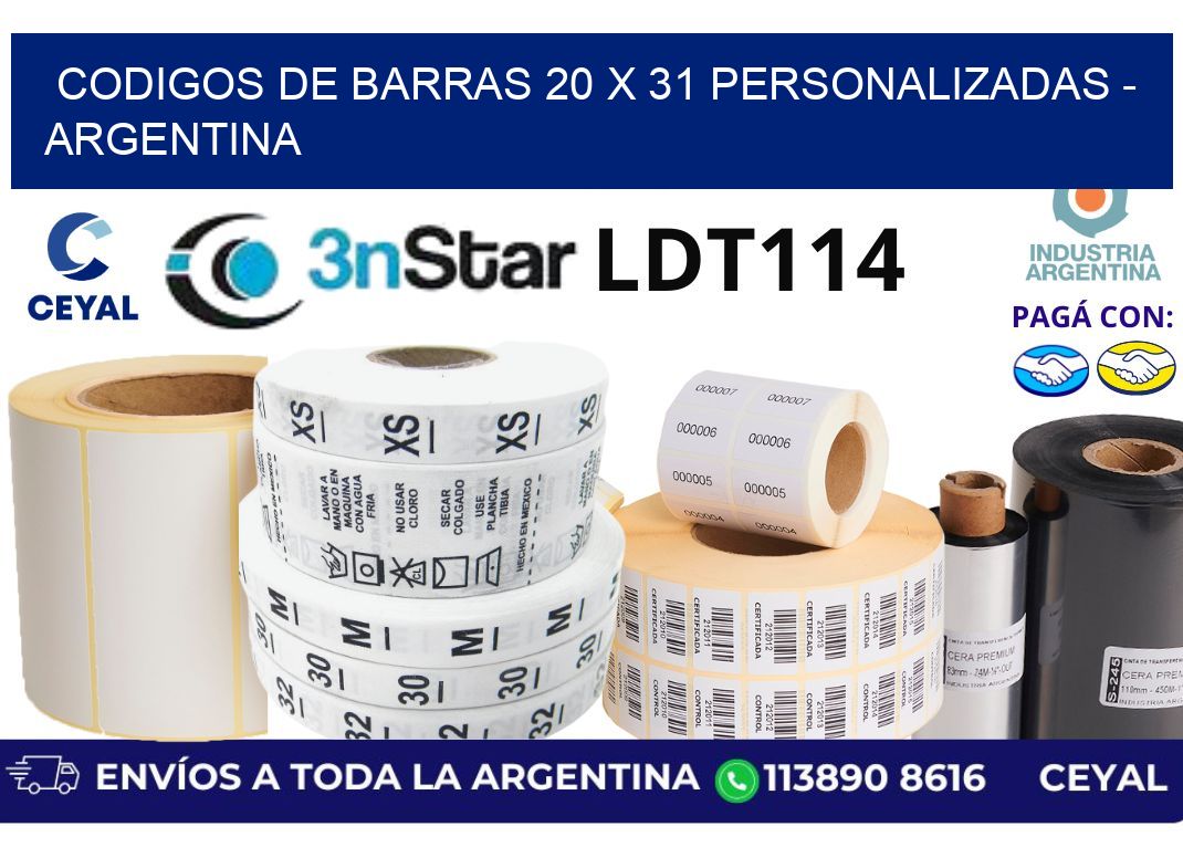 codigos de barras 20 x 31 personalizadas - Argentina