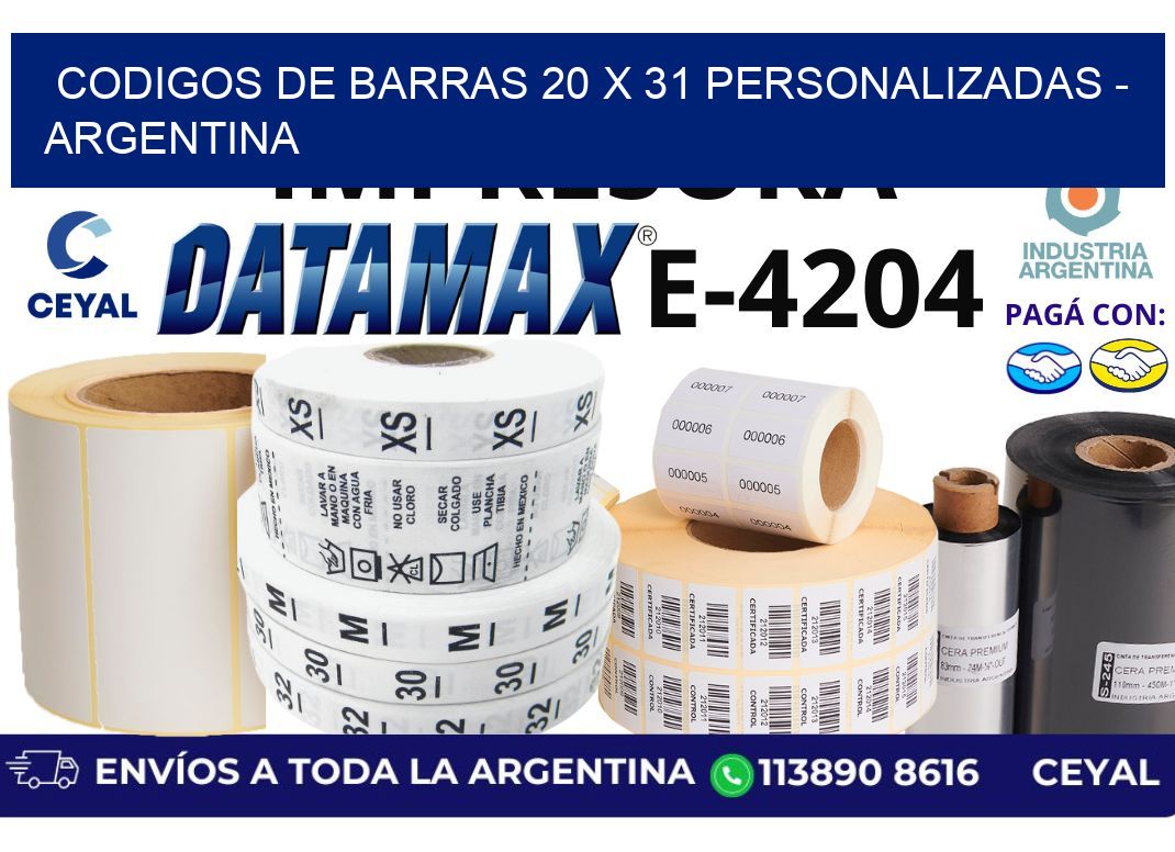 codigos de barras 20 x 31 personalizadas – Argentina