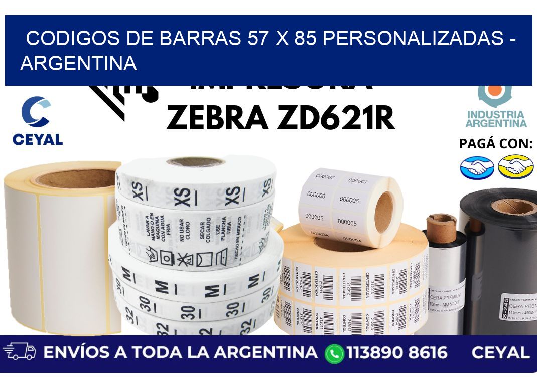 codigos de barras 57 x 85 personalizadas - Argentina