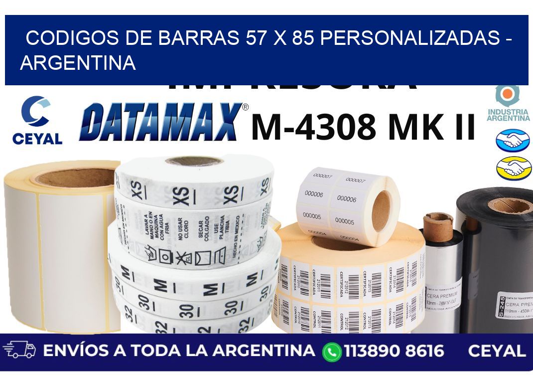codigos de barras 57 x 85 personalizadas - Argentina