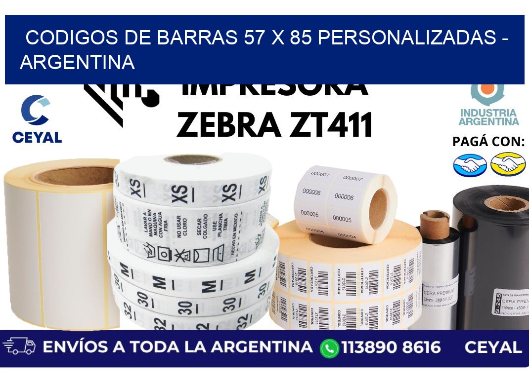 codigos de barras 57 x 85 personalizadas – Argentina