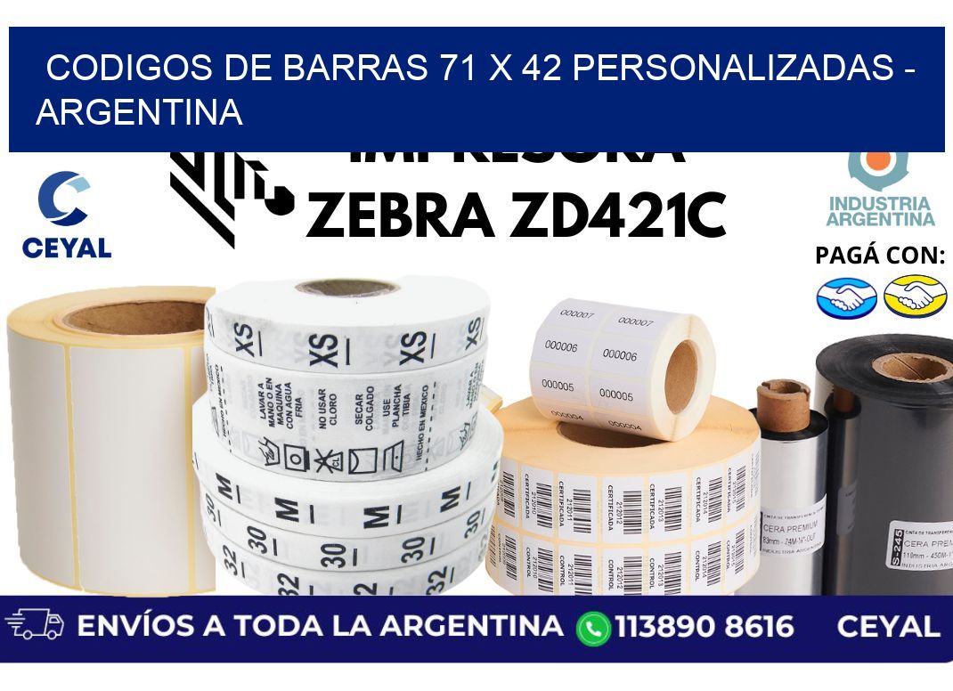 codigos de barras 71 x 42 personalizadas – Argentina