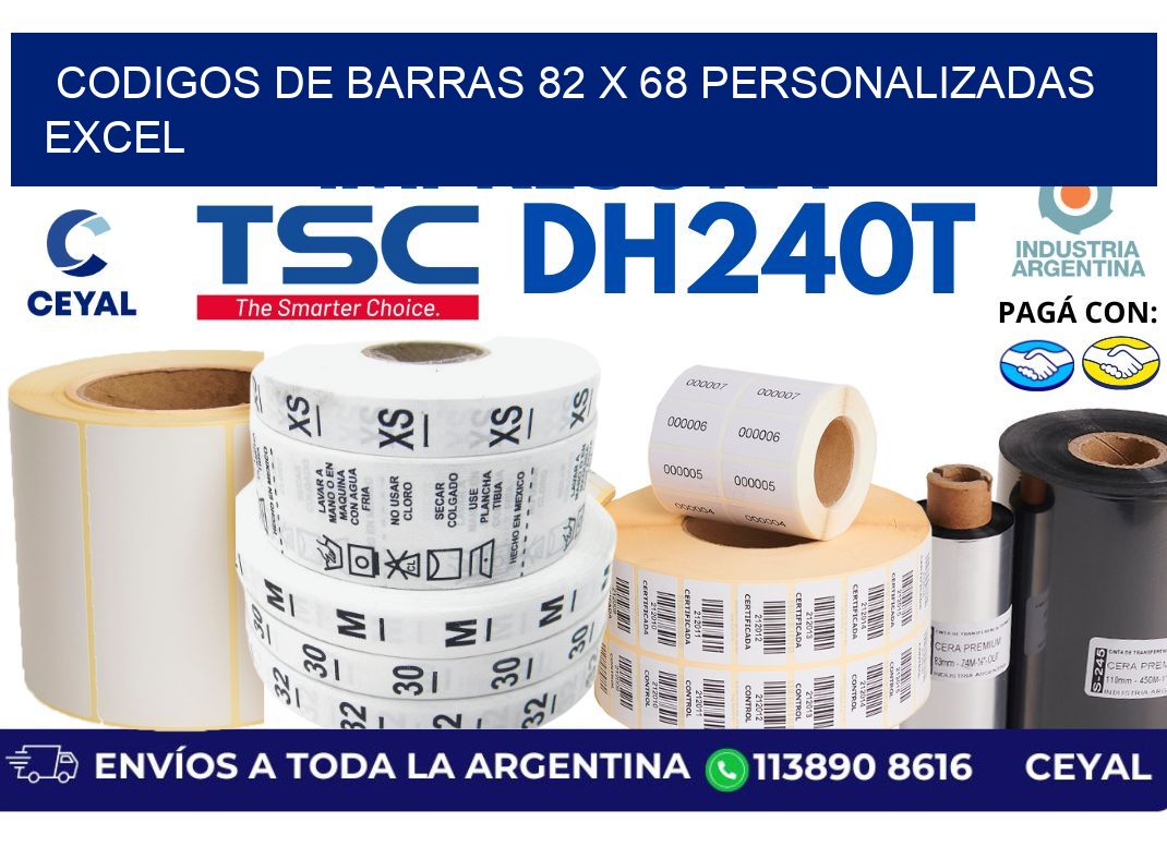 codigos de barras 82 x 68 personalizadas excel