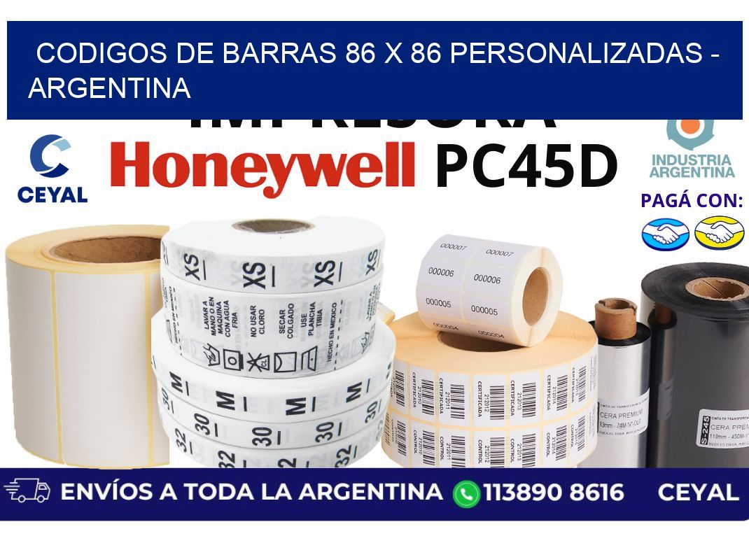 codigos de barras 86 x 86 personalizadas - Argentina