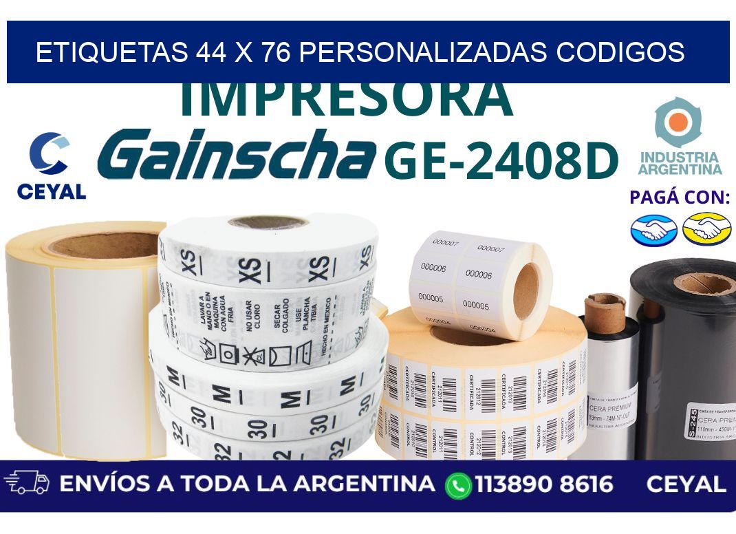 etiquetas 44 x 76 personalizadas codigos