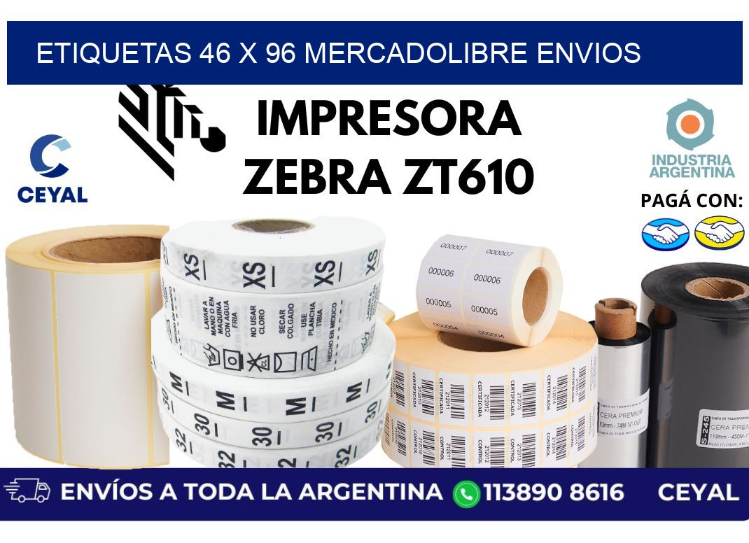 etiquetas 46 x 96 mercadolibre envios