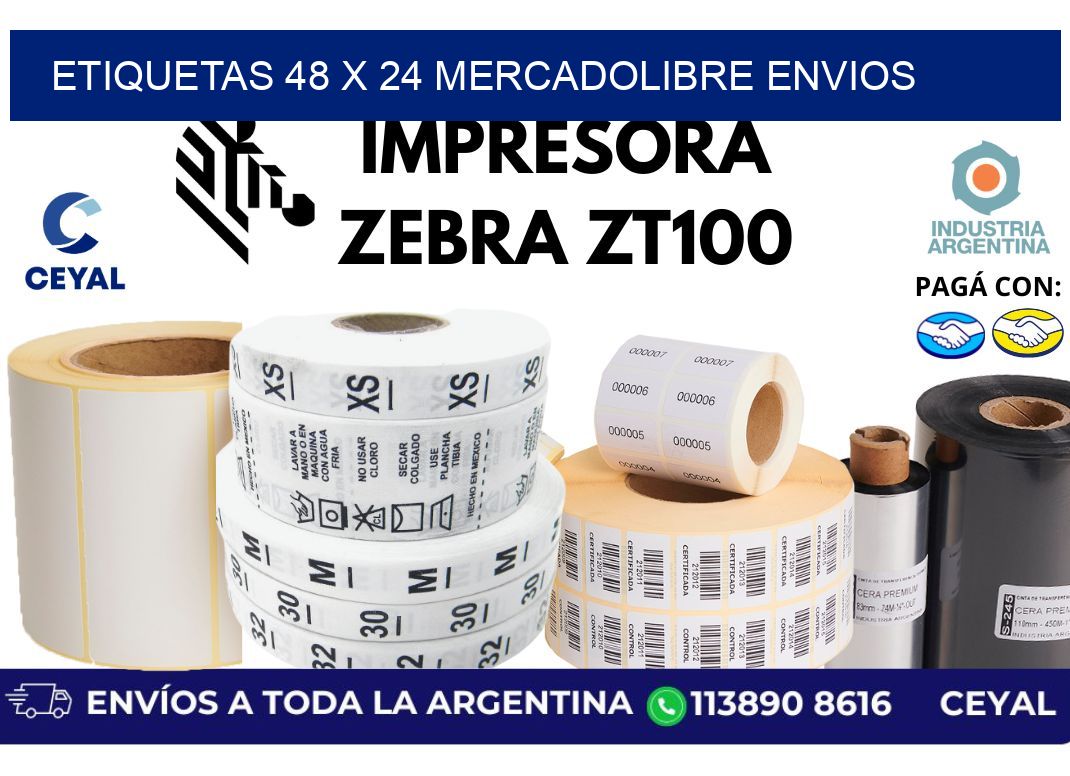 etiquetas 48 x 24 mercadolibre envios