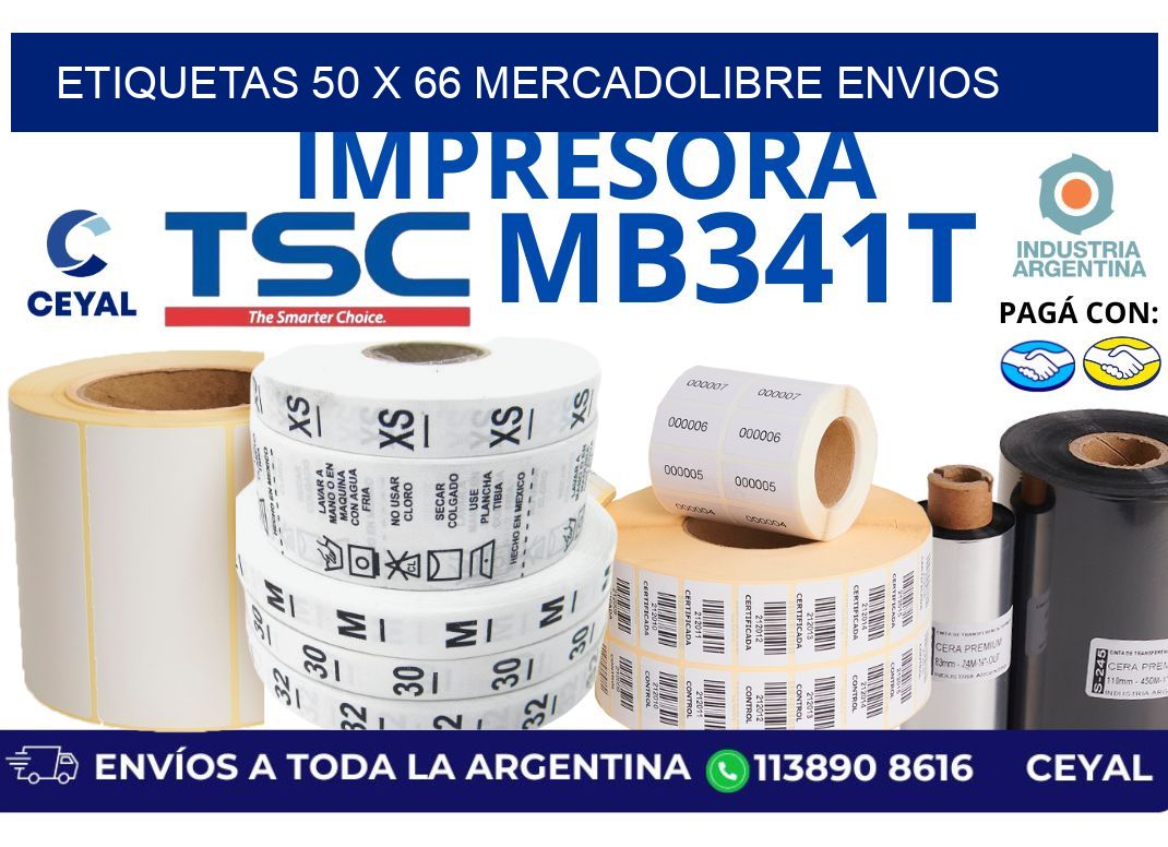 etiquetas 50 x 66 mercadolibre envios