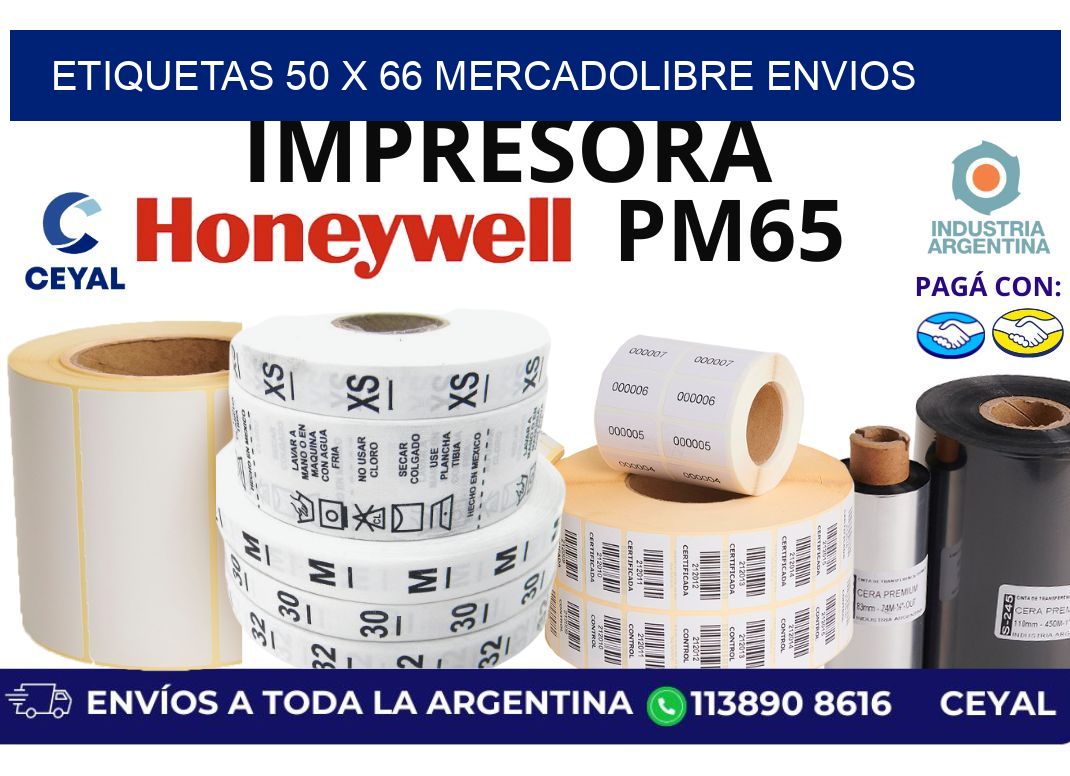 etiquetas 50 x 66 mercadolibre envios