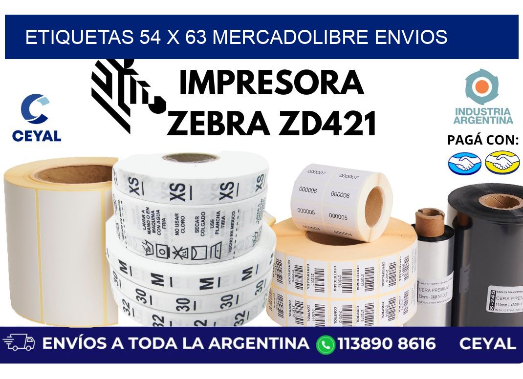 etiquetas 54 x 63 mercadolibre envios