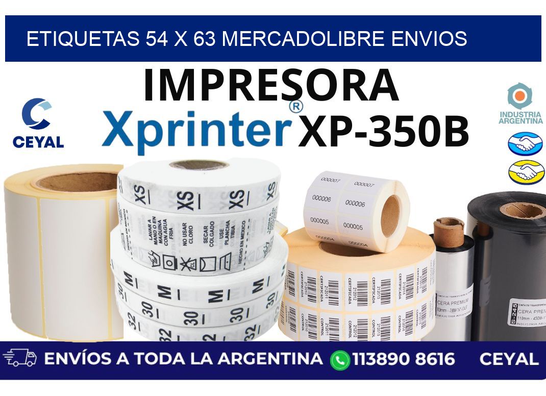 etiquetas 54 x 63 mercadolibre envios