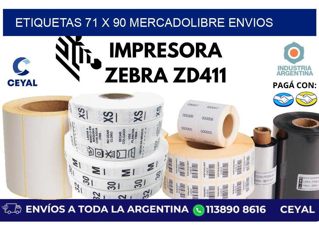 etiquetas 71 x 90 mercadolibre envios