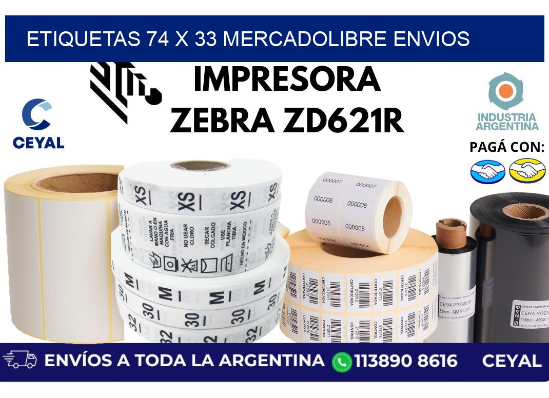etiquetas 74 x 33 mercadolibre envios