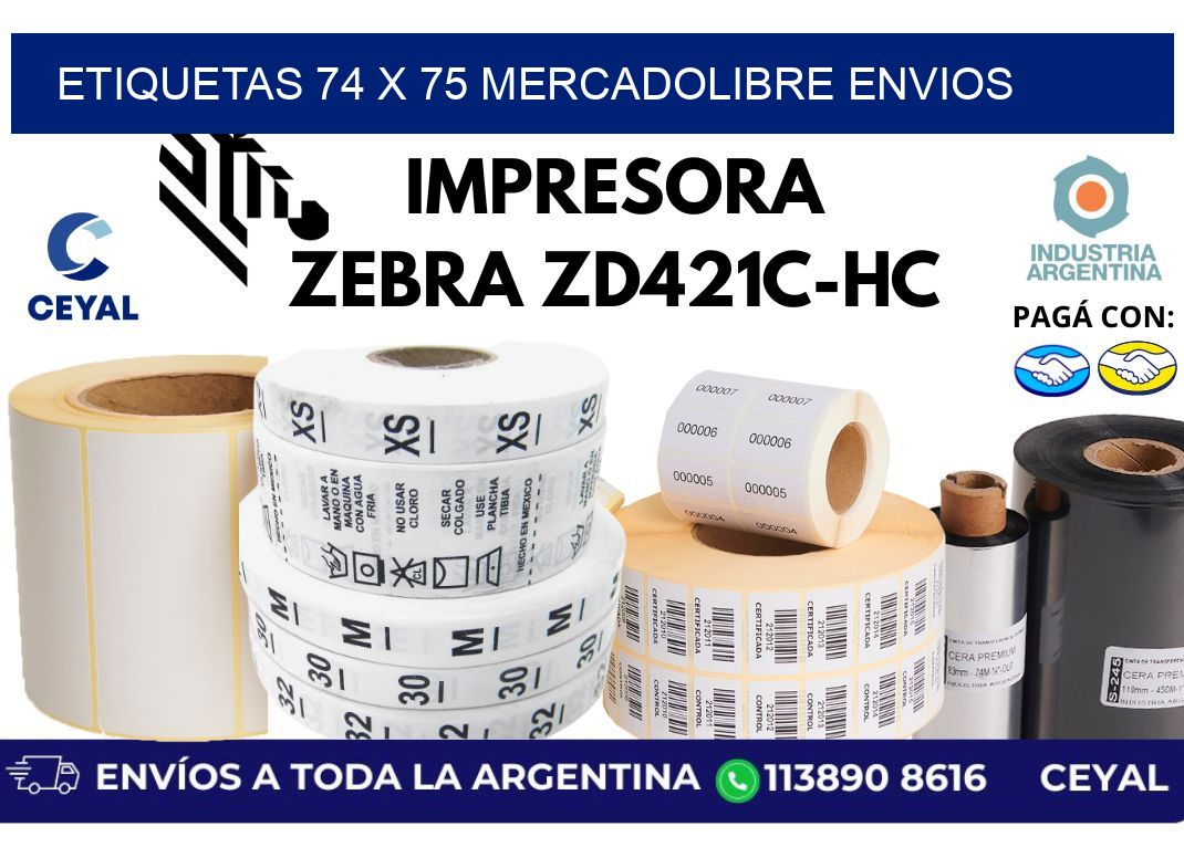 etiquetas 74 x 75 mercadolibre envios