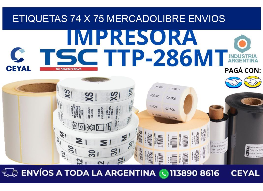 etiquetas 74 x 75 mercadolibre envios