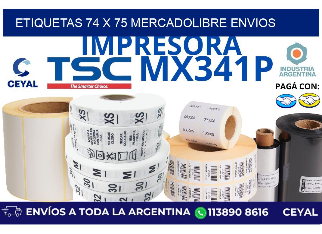 etiquetas 74 x 75 mercadolibre envios
