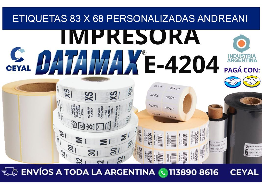 etiquetas 83 x 68 personalizadas andreani