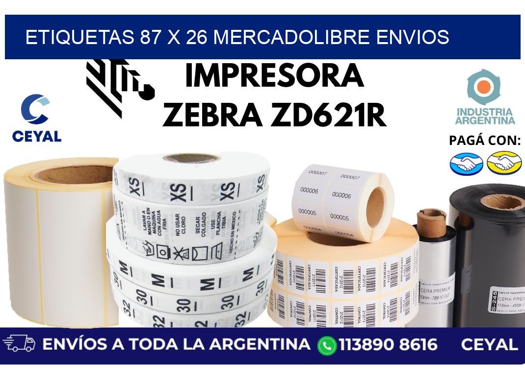 etiquetas 87 x 26 mercadolibre envios