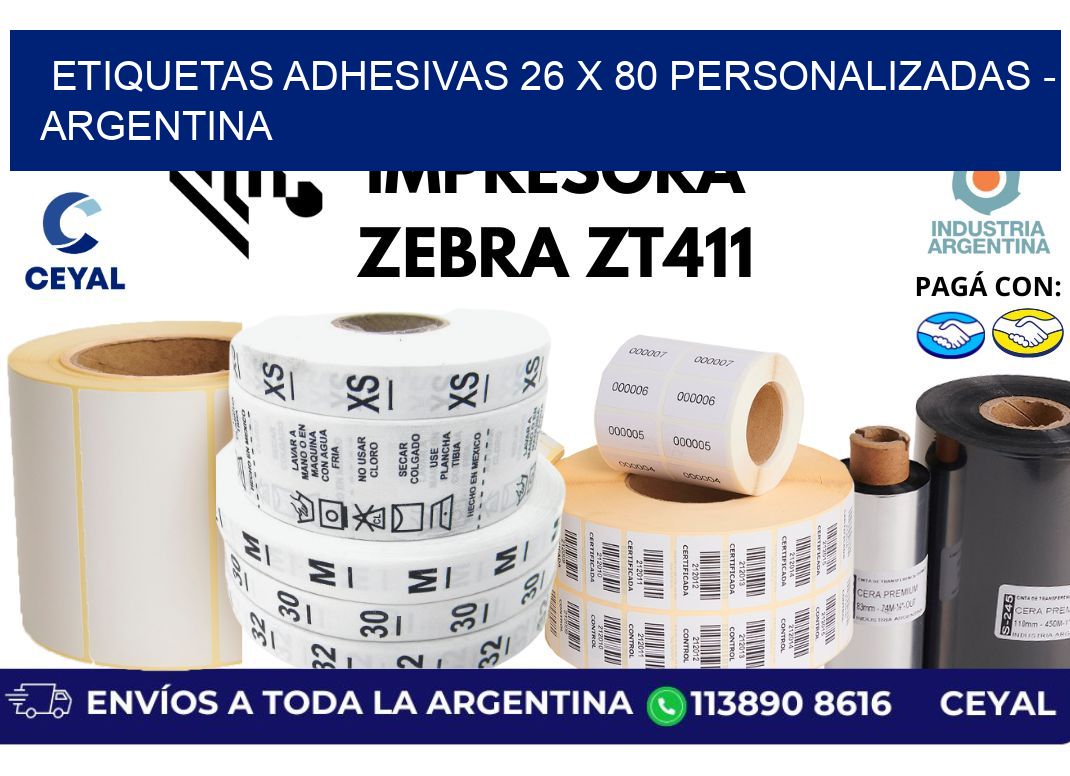 etiquetas adhesivas 26 x 80 personalizadas - Argentina