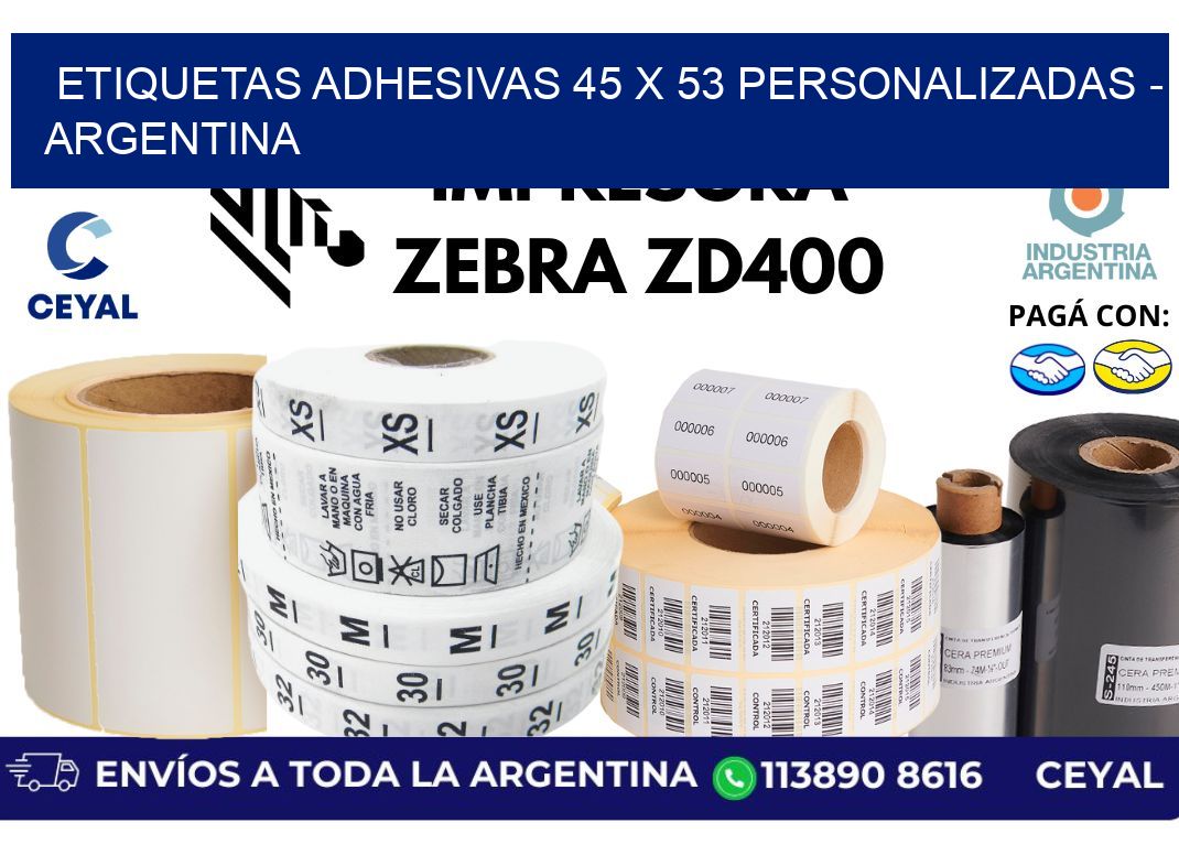 etiquetas adhesivas 45 x 53 personalizadas - Argentina